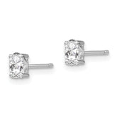 Sophia Jewelers Sterling Silver Oval White Topaz Stud Earrings  Polished, April Birthstone